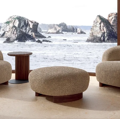 Pouf in tessuto e legno Pebble Big di Nature Design