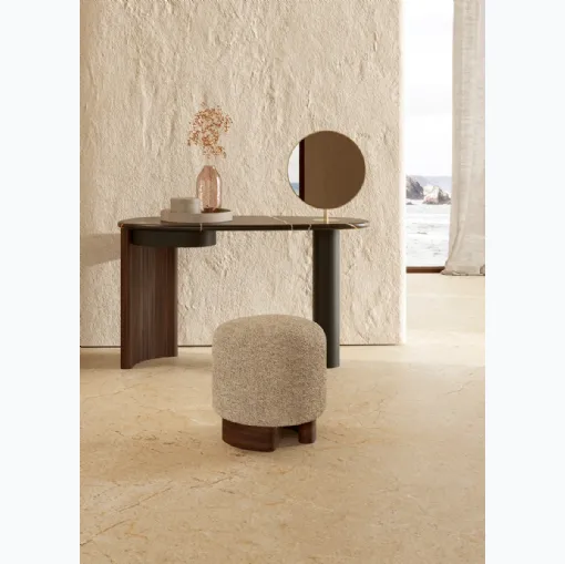 Pouf Pebble Small in tessuto e legno di Rovere di Nature Design