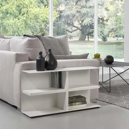 Tavolino multifunzione da affiancare al divano in laminato e acciaio Slim di Pezzani