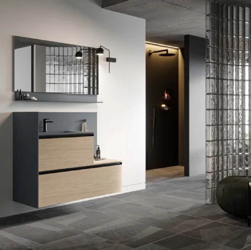 Mobile da Bagno sospeso Deep 03 in materico rovere Virginia di Birex