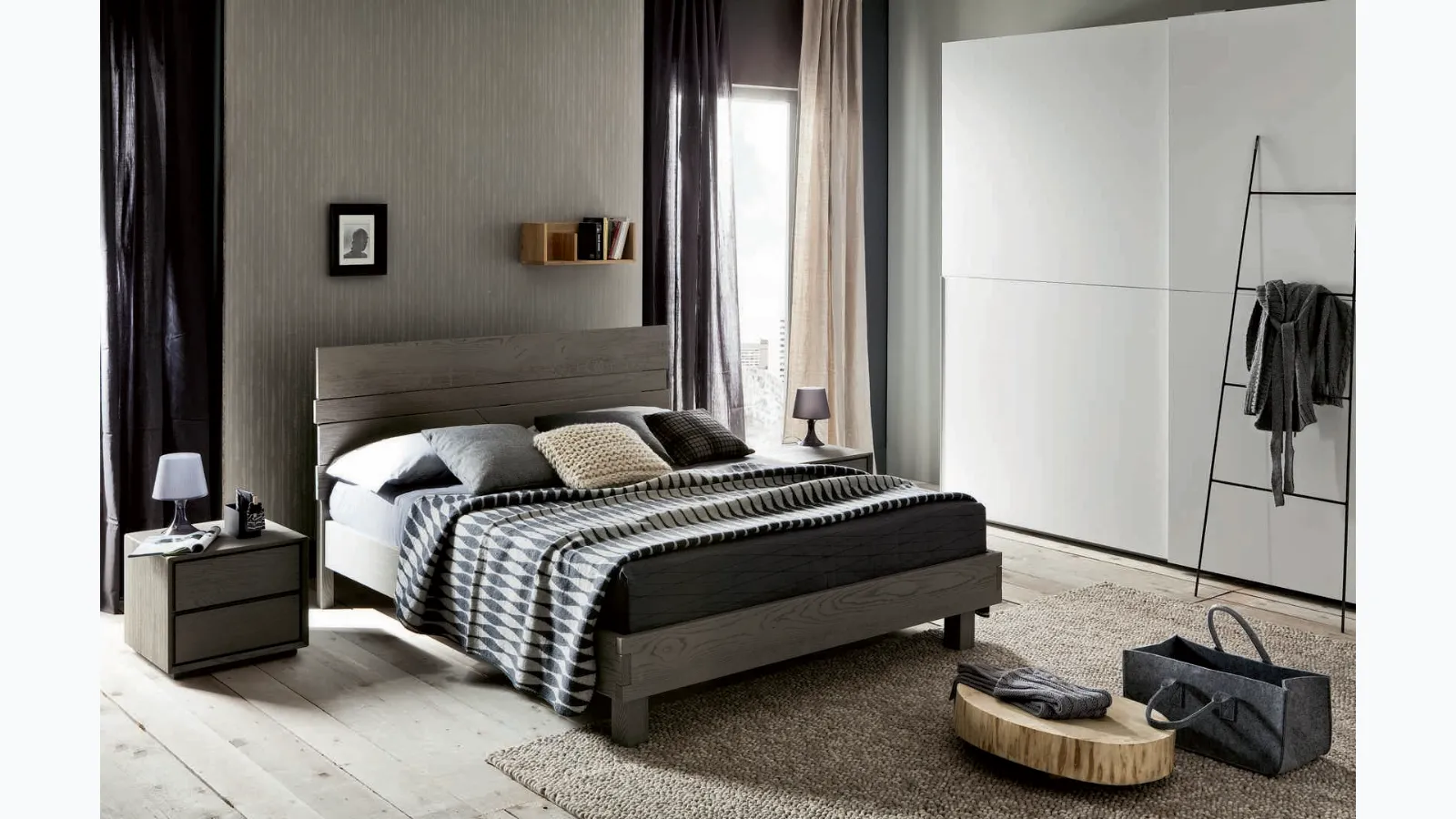 Letto matrimoniale moderno in rovere Kenzo di Alta Corte