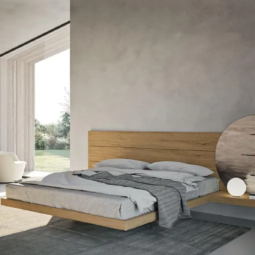 Letto in legno con testiera Wall System di Mobilgam