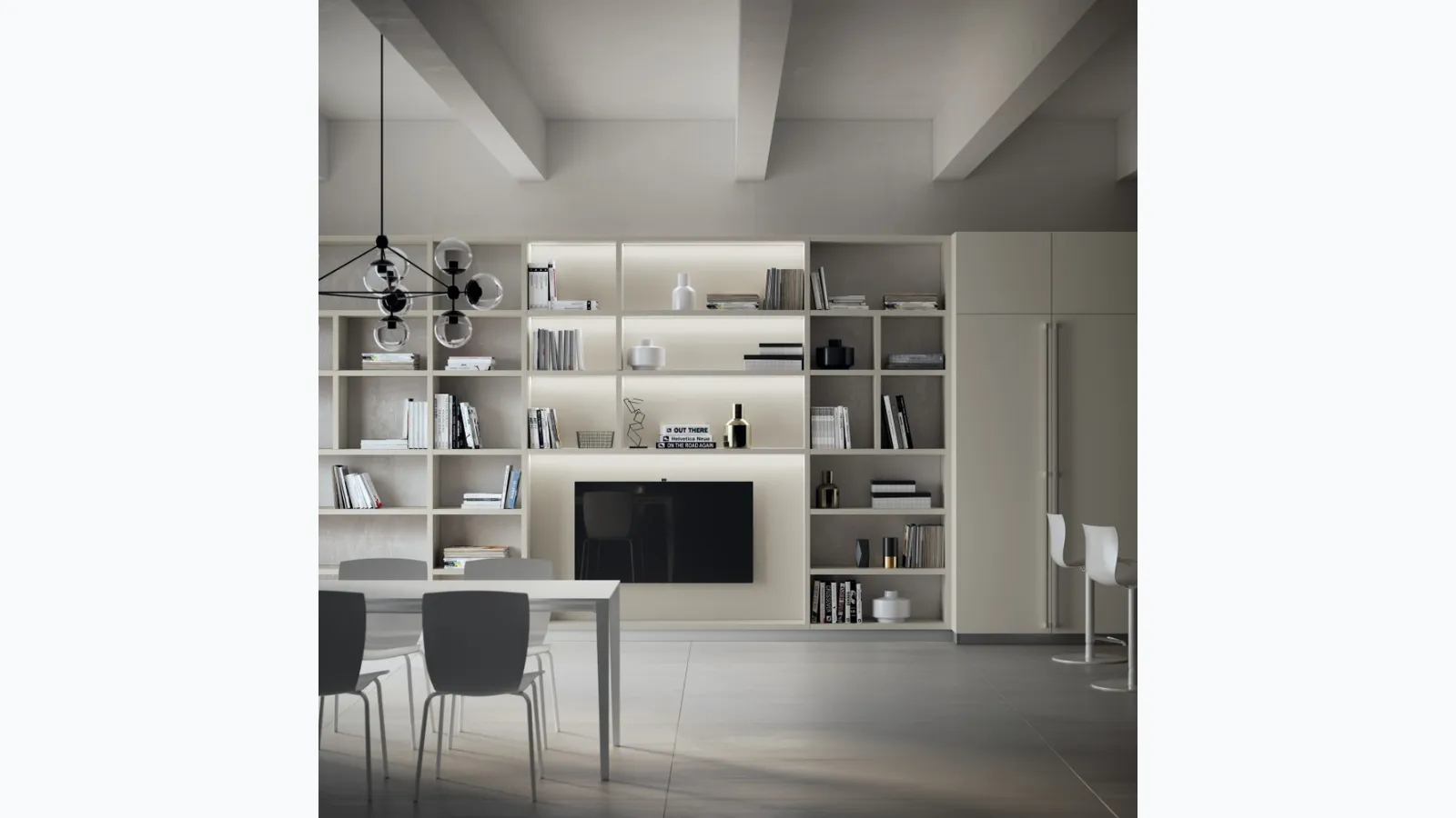 Libreria Living Carattere Grigio Gabbiano di Scavolini