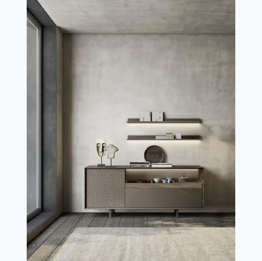 Madia Horizon Zen 1030 in laccato e legno intarsiato di Mobilgam