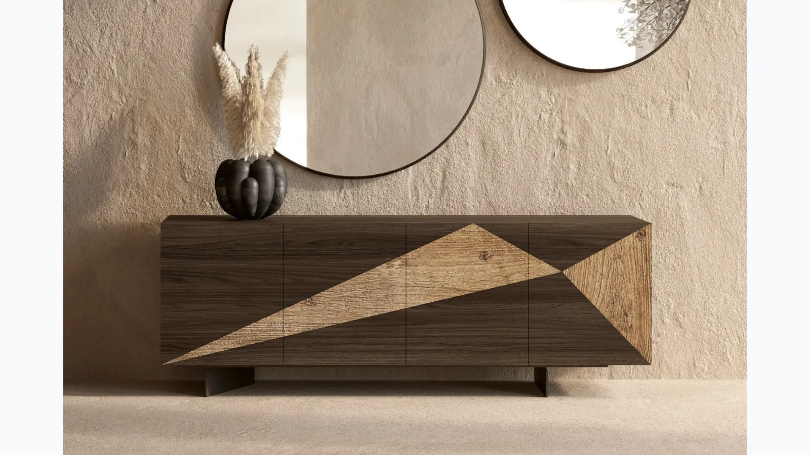 Madia in legno di Rovere Moka con inserto in legno secolare Slice di Nature Design