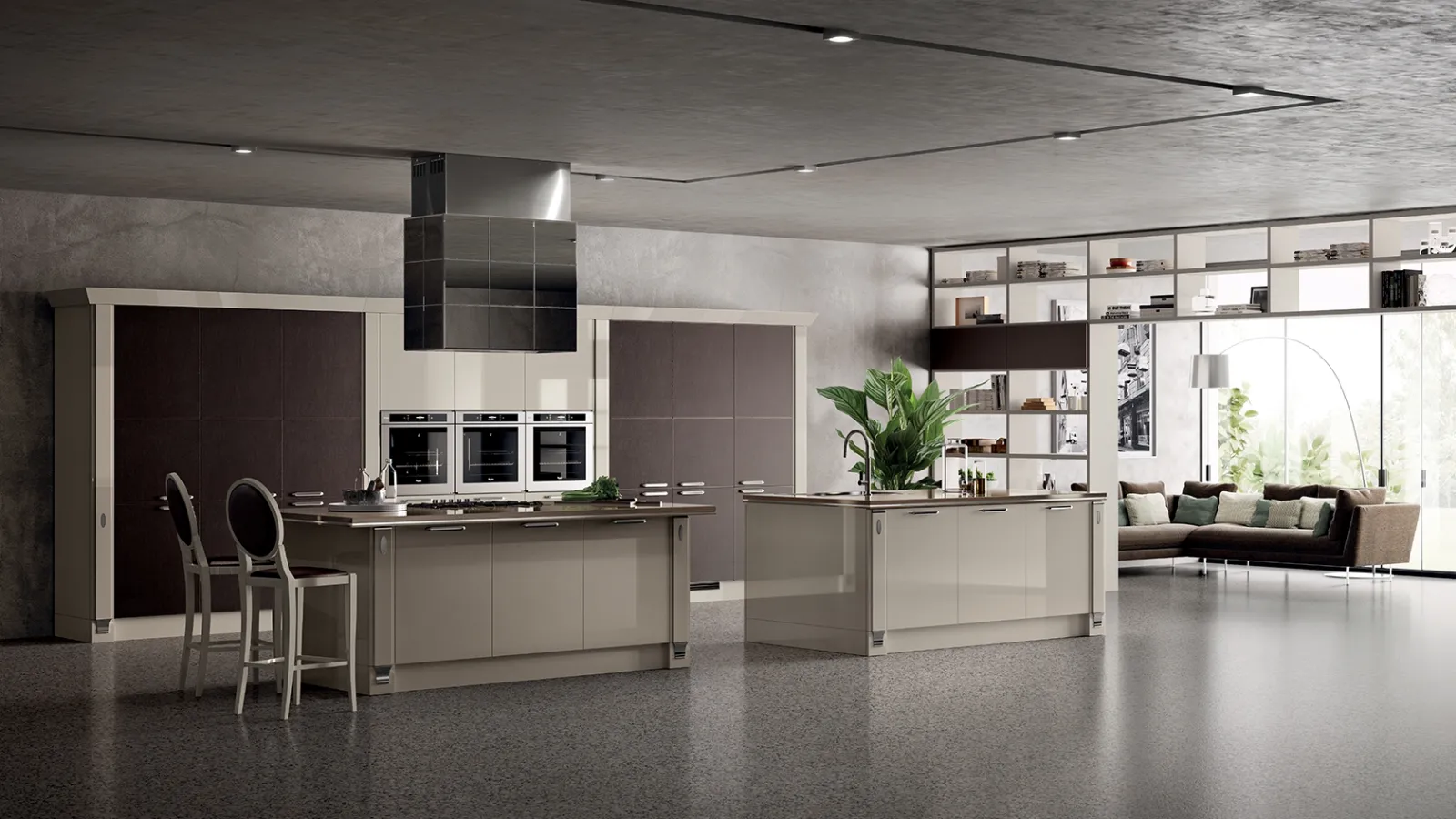 Cucina Classica Exclusiva in laccato lucido Tortora di Scavolini