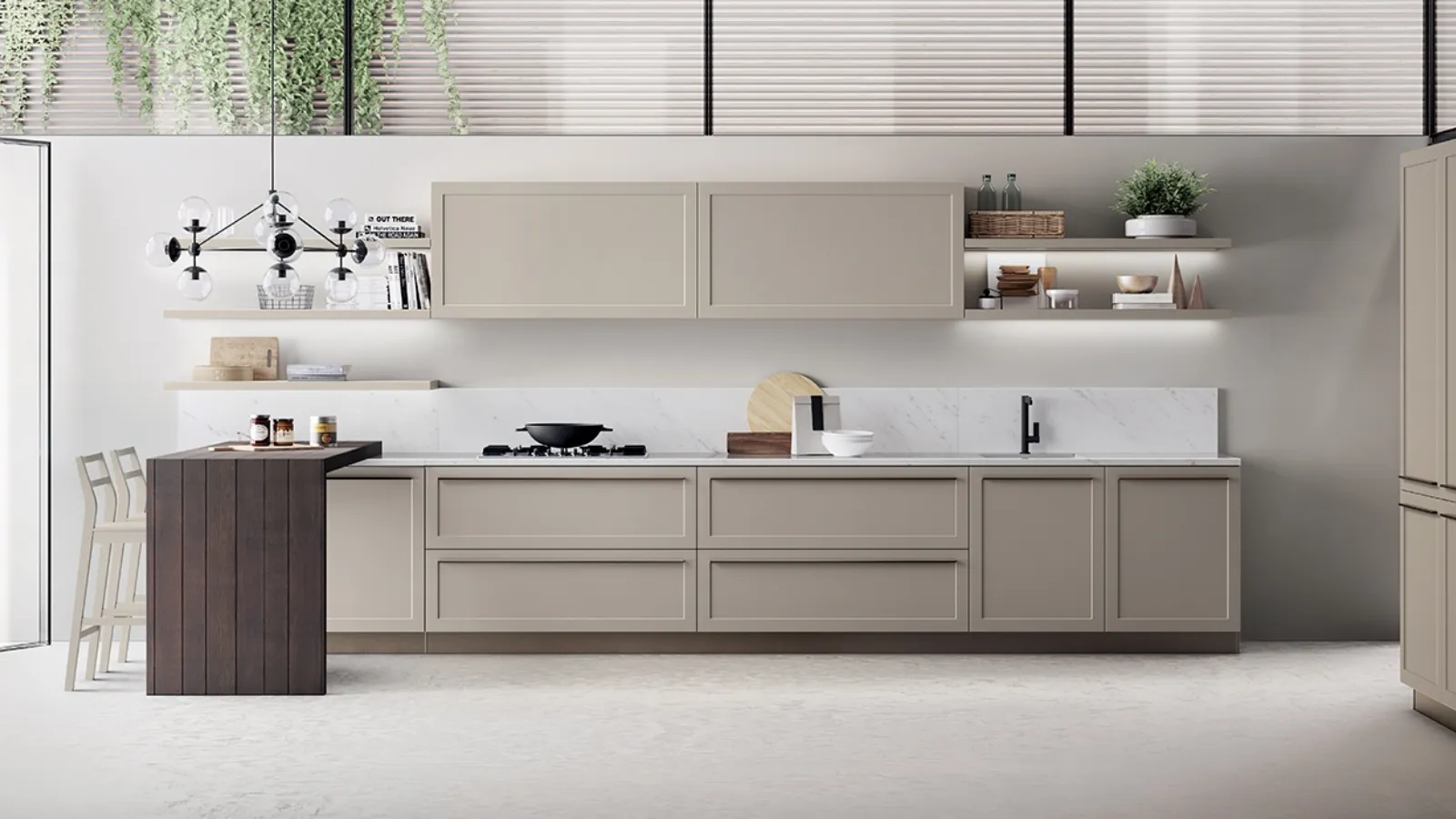 Cucina Moderna Carattere in laccato opaco Visone di Scavolini