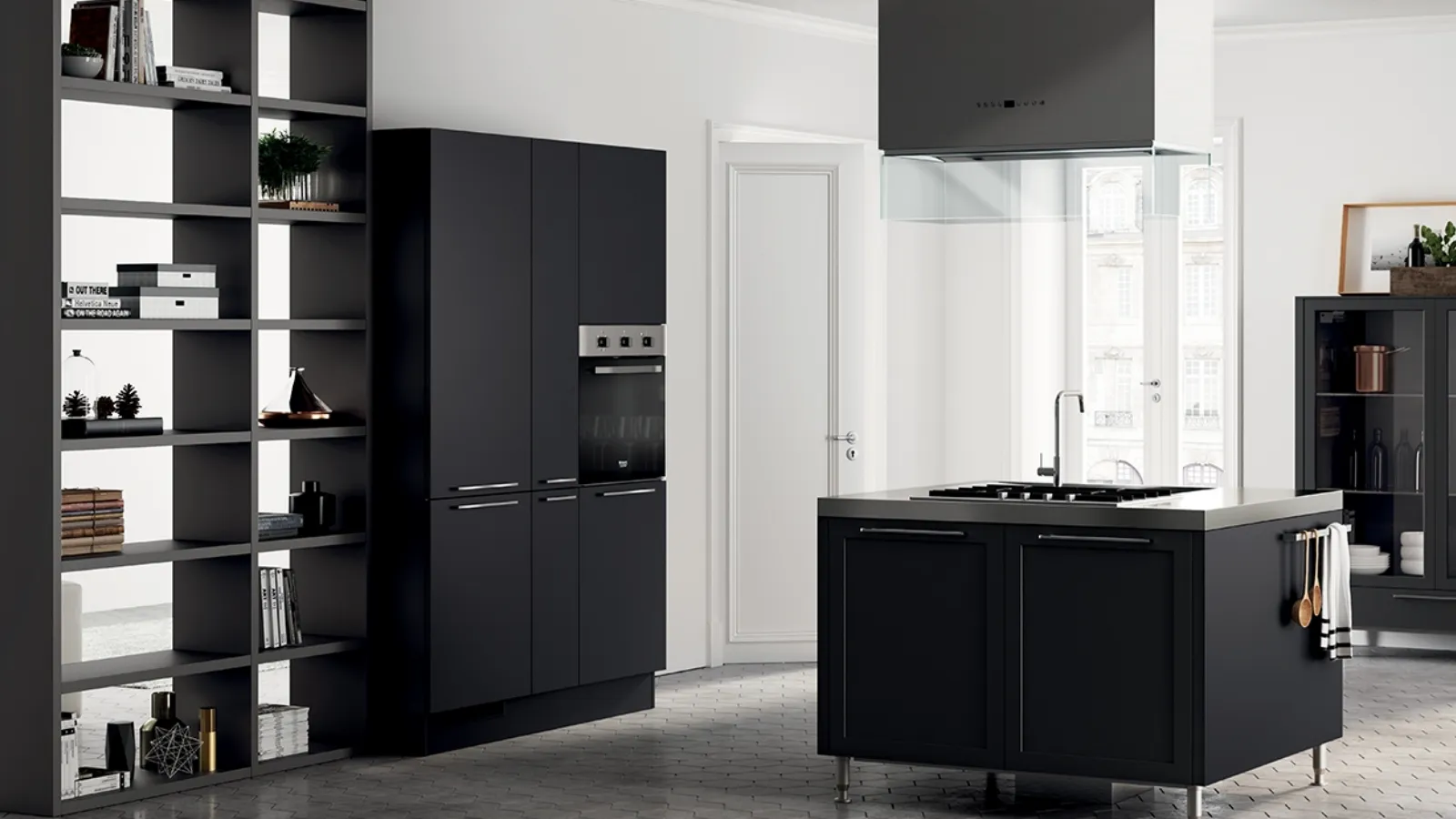 Cucina Moderna Carattere in Nero Ardesia di Scavolini