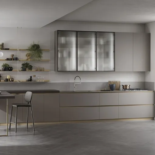 Cucina Moderna con penisola DeLinea Grigio Londra di Scavolini