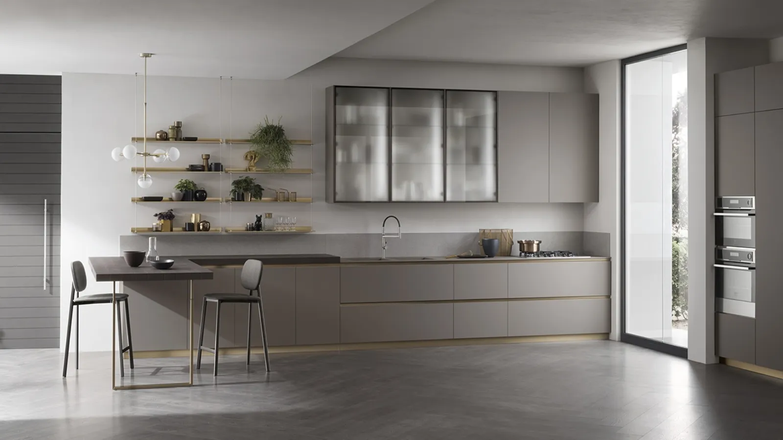 Cucina Moderna con penisola DeLinea Grigio Londra di Scavolini