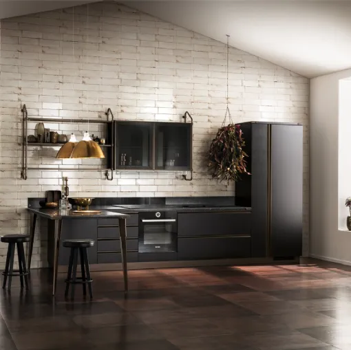 Cucina Moderna Diesel Open Workshop con Top in Corial Gravel di Scavolini