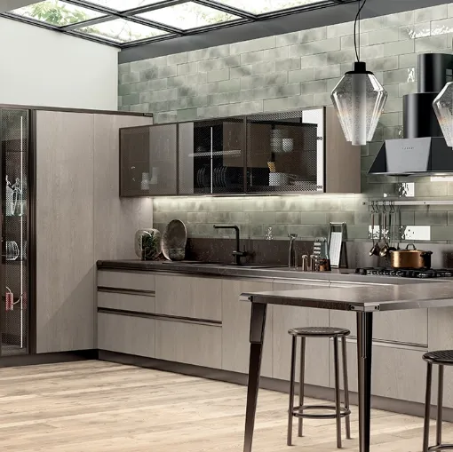 Cucina Moderna Diesel Open Workshop in Rovere Gessato di Scavolini