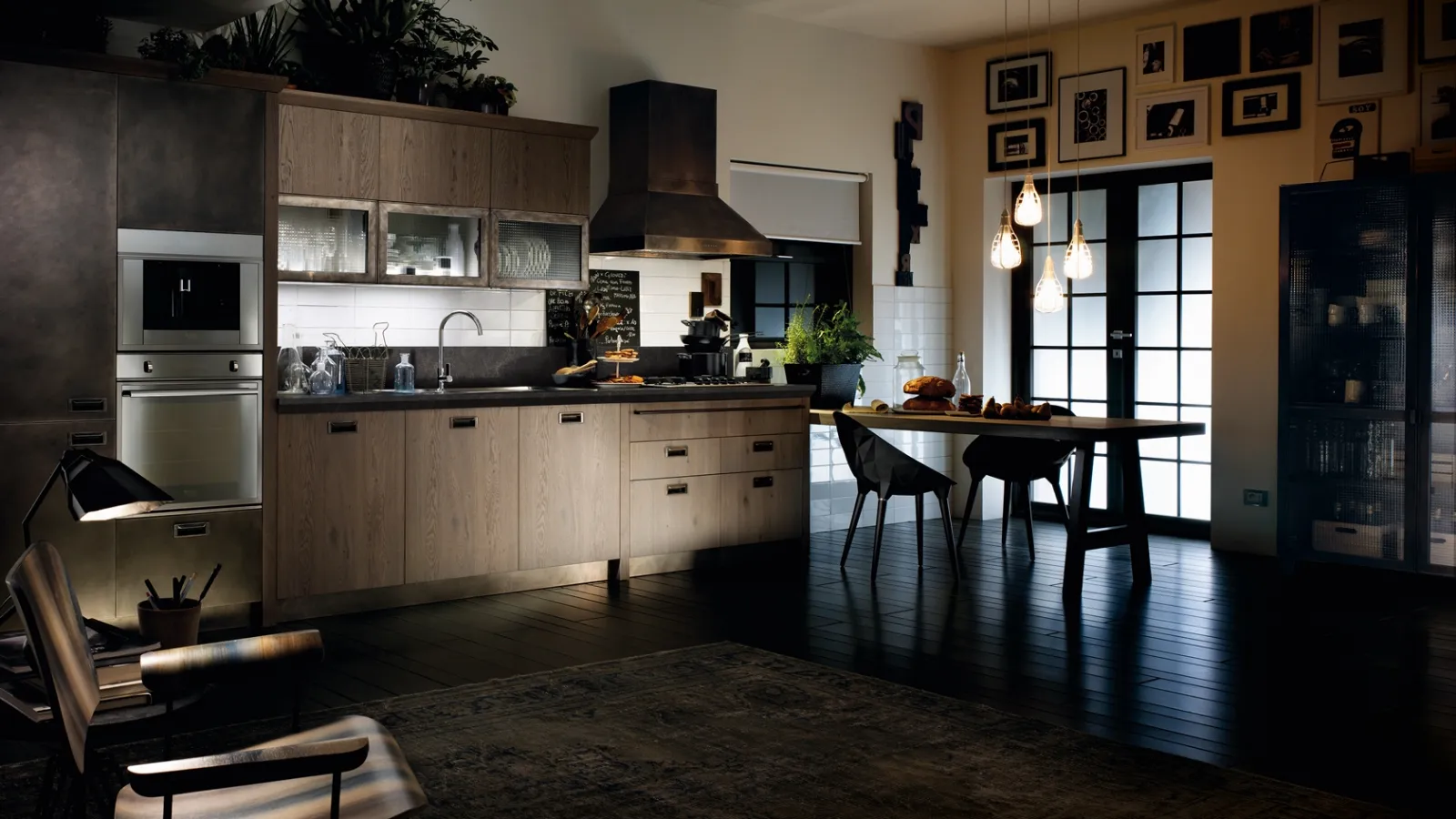 Cucina Moderna Diesel Social Kitchen in Ruxe Grey con penisola di Scavolini