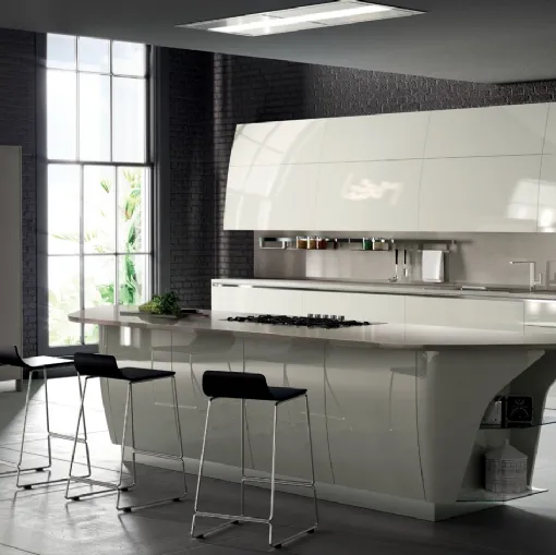 Cucina Moderna Flux Swing laccato lucido Avorio di Scavolini