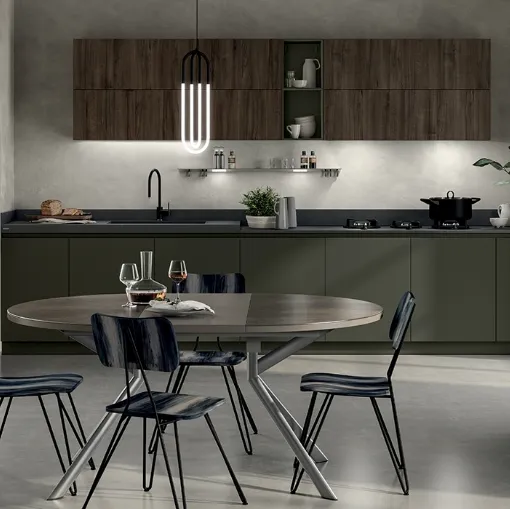 Cucina Moderna Liberamente Verde Minerale e Noce Garden di Scavolini