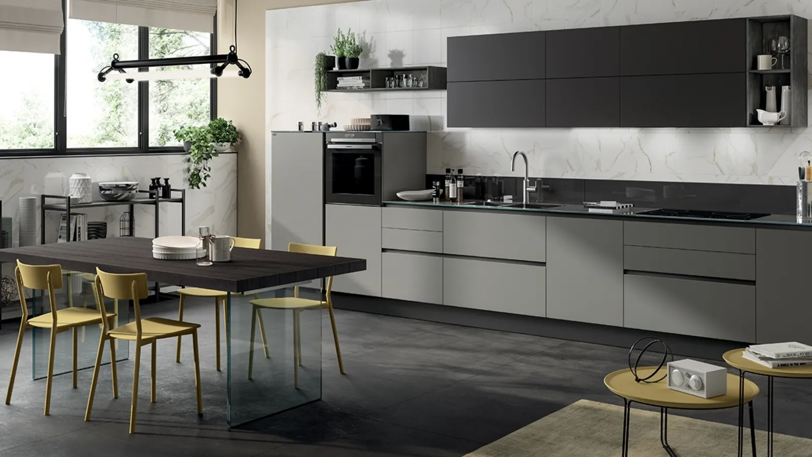 Cucina Moderna Liberamente Grigio Titanio e Grigio Ferro di Scavolini