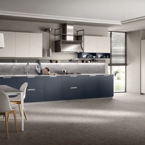 Cucina Moderna Mia in Blu Moon e Grigio Chiaro di Scavolini