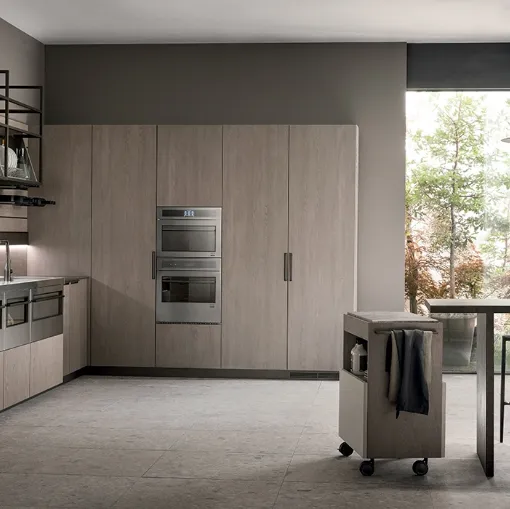 Cucina Moderna Mia in Rovere Gessato e Biomalta Argilla Lima di Scavolini