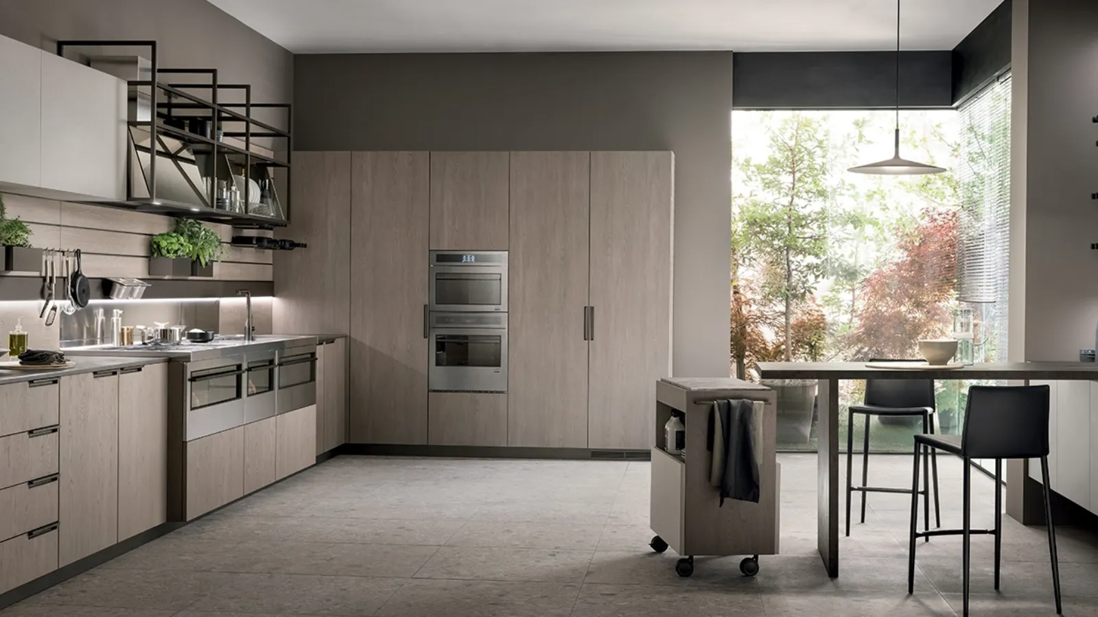 Cucina Moderna Mia in Rovere Gessato e Biomalta Argilla Lima di Scavolini