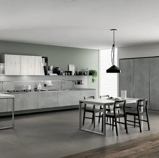 Cucina Moderna Mood in Concrete Brooklyn e Rovere Actual di Scavolini