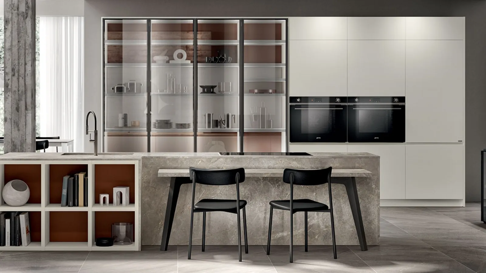 Cucina Moderna Motus in laccato opaco Bianco Prestige di Scavolini