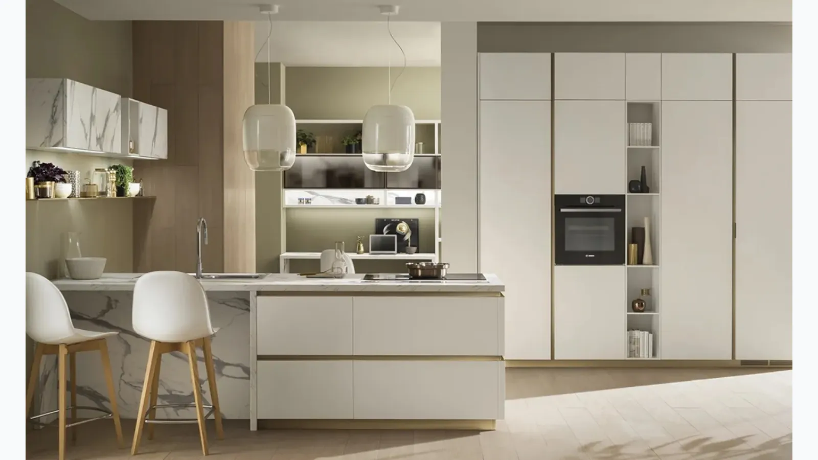 Cucina DeLinea in laccato Bianco Prestige di Scavolini