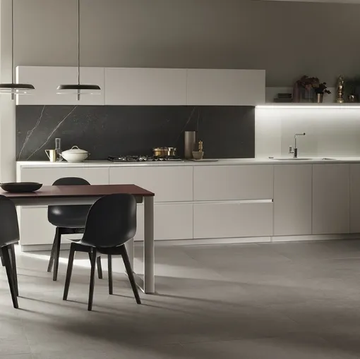 Cucina Moderna DeLinea in laccato Grigio Chiaro e Rovere Grafite di Scavolini