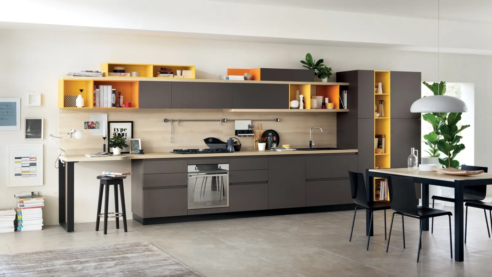 Cucina Moderna Foodshelf Grigio Terra di Scavolini