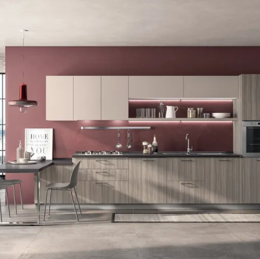 Cucina Moderna Urban & Urban in decorativo Eucalipto Taj e Sabbia Easy di Scavolini